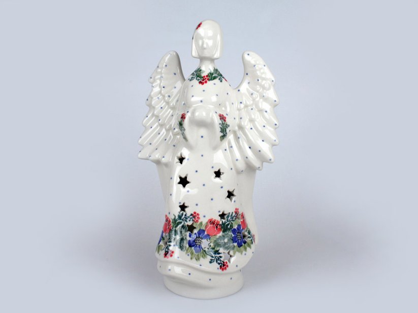 Engel Teelichthalter 22 cm   Blumenkranz