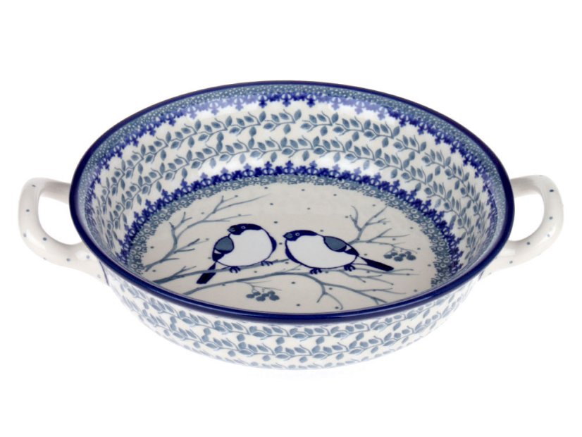 zapékací miska kulatá s uchy 21 cm   Sýkorky  UNIKÁT