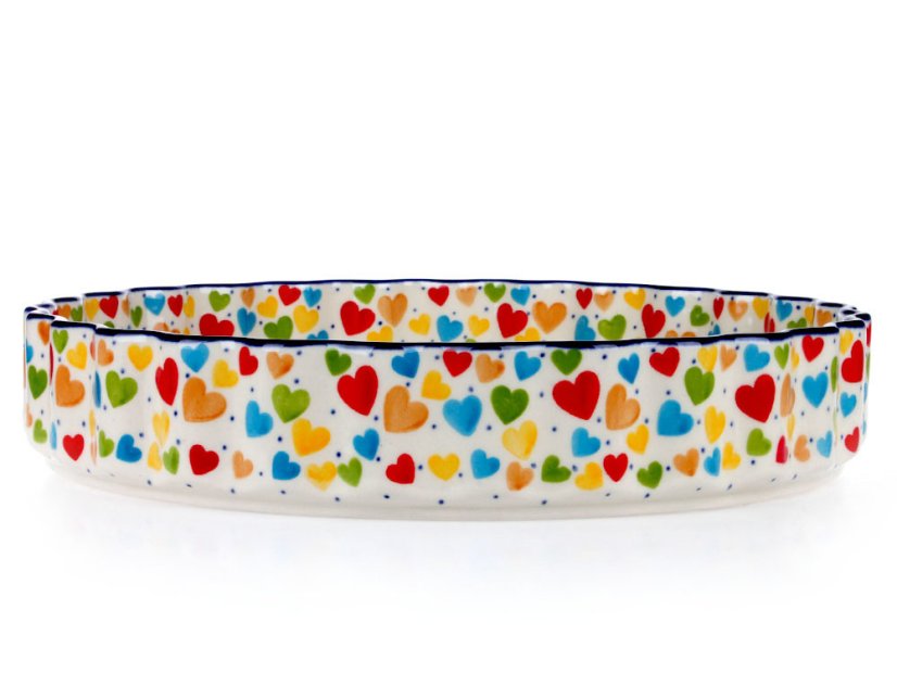 Pie Baking Dish 29 cm (11")   Colorful Hearts UNIKAT