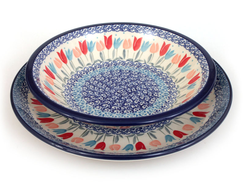 Shallow Plate 25 cm (10")   Pink Tulips