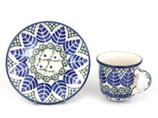 Mocca Cup with Saucer 0,06 l (2 oz)   Blue Leaves