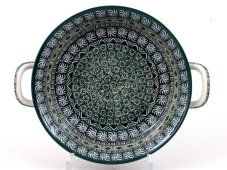 Auflaufform rund mit Henkel 25 cm   Aztec Sonne grüne