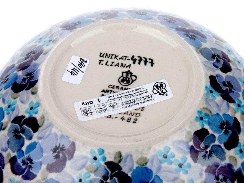 Low Bowl  17 cm (7")   Pansies UNIKAT