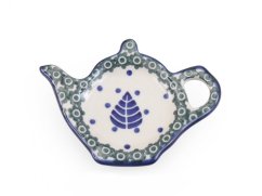 Teebeutel-Tellerchen Teekanne   Blaue Blätter