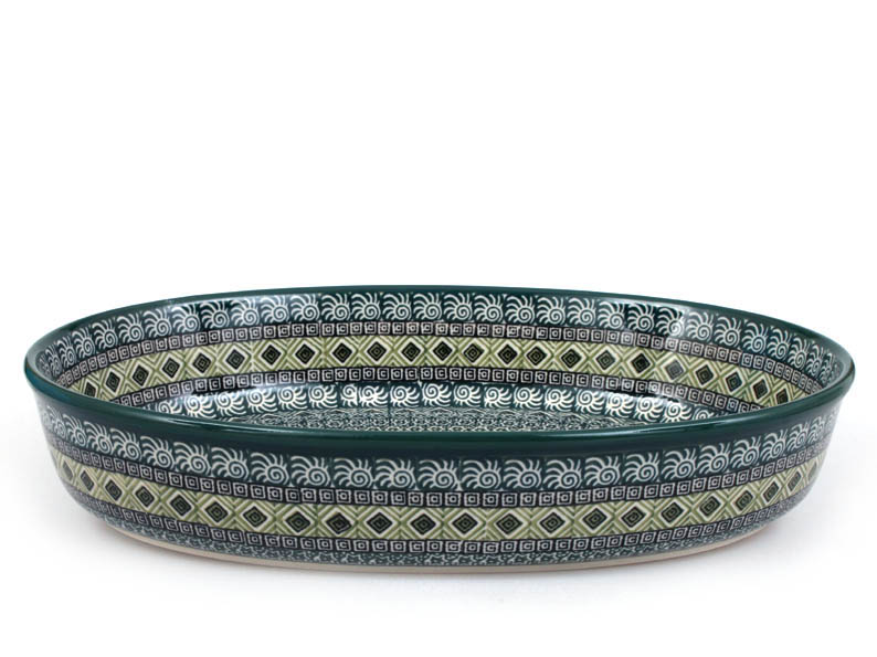 Oval Baking Dish with Lid 36 cm (14")   Aztec Sun green