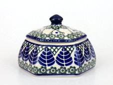 Jar with Lid 10 cm (4") Blue Leaves