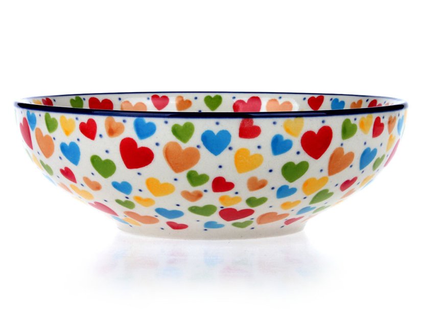 Low Bowl  17 cm (7")   Colorful Hearts UNIKAT