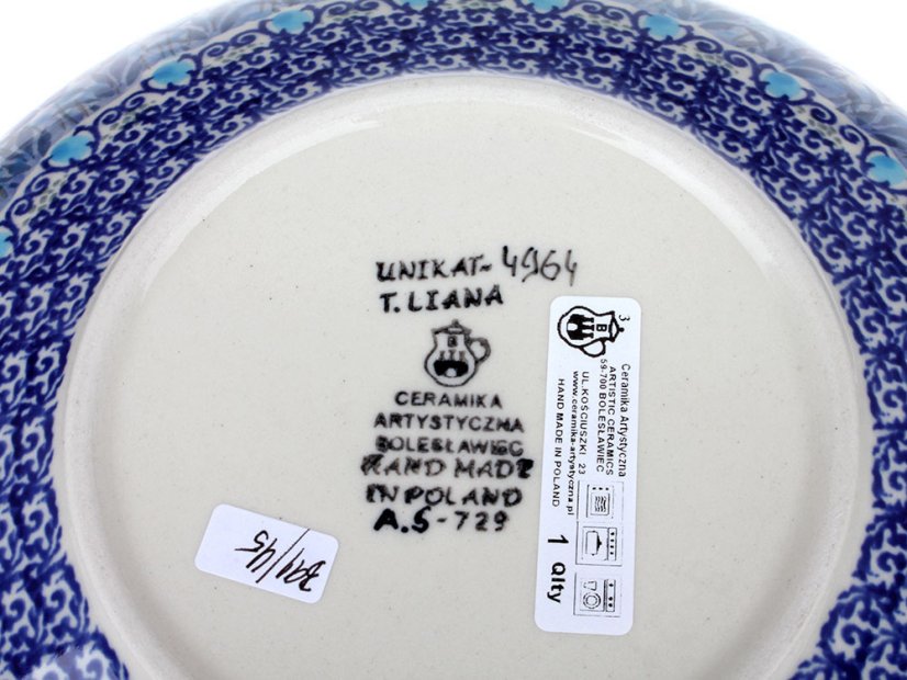 Low Bowl  22 cm (9")   Blue Summer UNIKAT