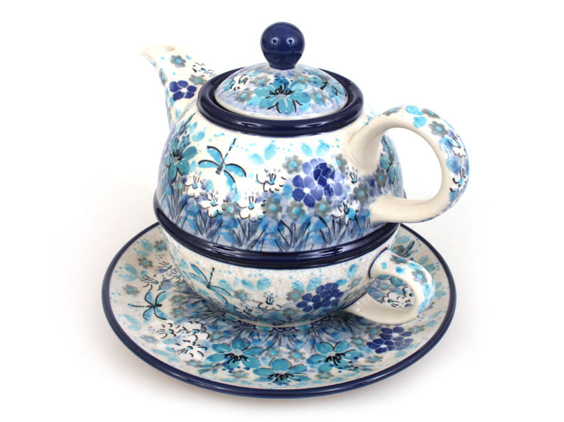 One-cup Teapot 0,6 l+0,25 l   Blue Summer UNIKAT