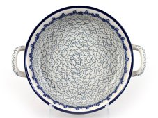 Auflaufform rund mit Henkel 25 cm   Weisse Spitze