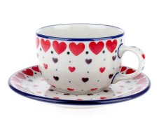 Tasse mit Untertasse 0,2 l   Rote Herzen