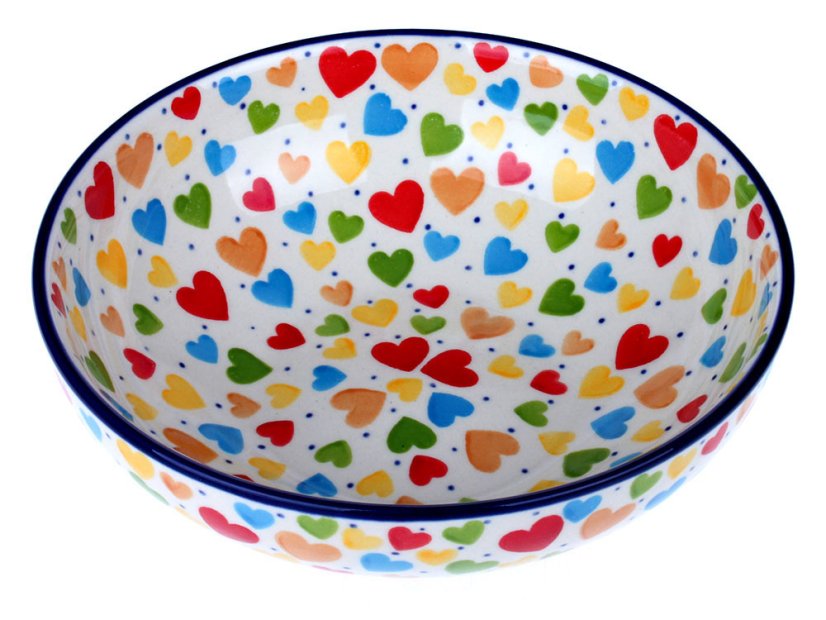 Low Bowl  17 cm (7")   Colorful Hearts UNIKAT