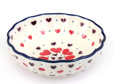 Wellenrandschale 12 cm   Rote Herzen
