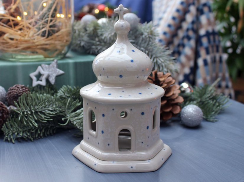 "Curch" Candle Holder 17 cm (7")   Snow Flowers