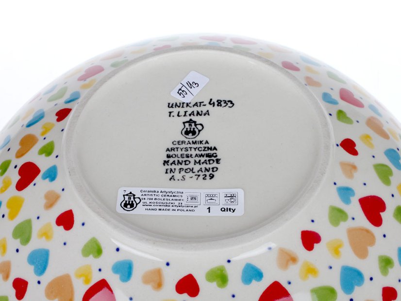 mísa KLASIK velká 27,5 cm   Barevná srdce  UNIKÁT