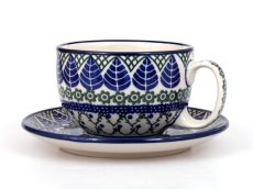 Tasse mit Untertasse 0,35 l   Blaue Blätter