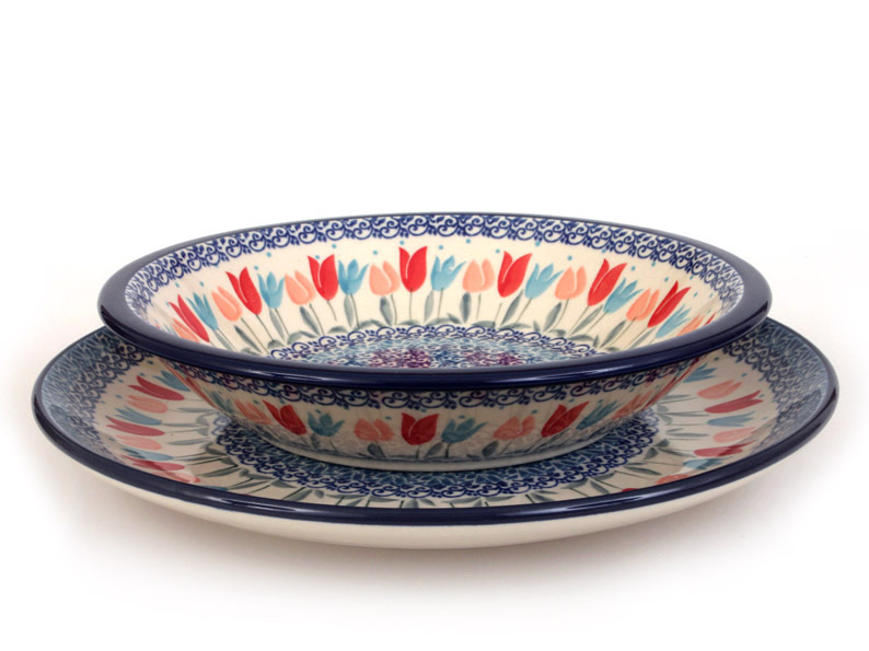 Shallow Plate 25 cm (10")   Pink Tulips
