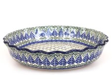 Pie Baking Dish 28 cm (11") Blue Leaves