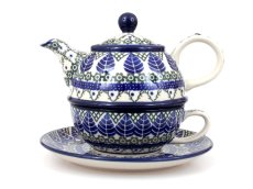 One-cup Teapot 0,6 l+0,25 l Blue Leaves