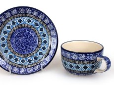 Tasse mit Untertasse 0,2 l   Aztec Sonne blau