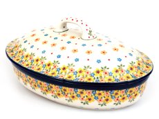 Backform mit Deckel Oval 31 cm   Frühling