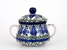 Sugar Bowl Blue Leaves