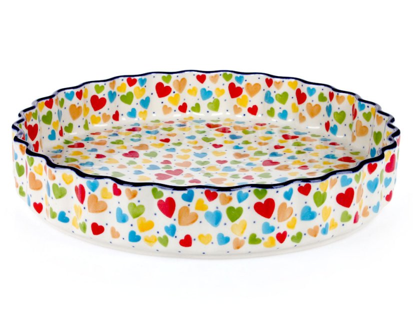 Pie Baking Dish 29 cm (11")   Colorful Hearts UNIKAT