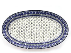 Platten Oval 45 cm   Blaue Blätter
