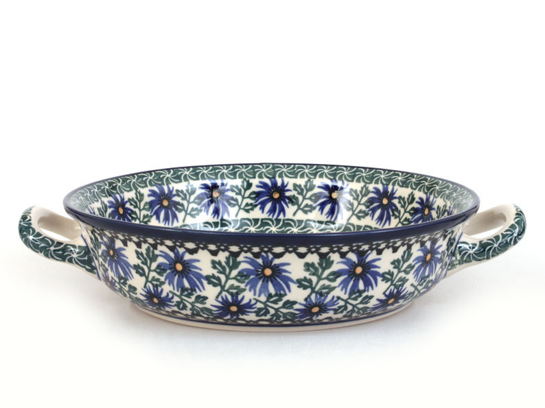 Auflaufform rund mit Henkel 25 cm   Kornblumen