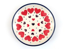 Teabag Plate 10 cm (4") Red Hearts