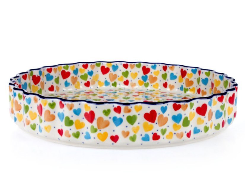 Pie Baking Dish 29 cm (11")   Colorful Hearts UNIKAT