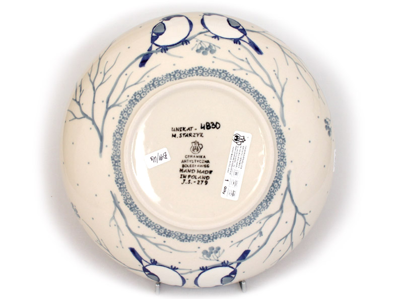 Low Bowl  22 cm (9")   Titmouses in Winter UNIKAT