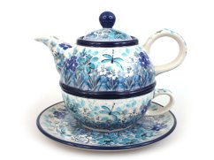 One-cup Teapot 0,6 l+0,25 l   Blue Summer UNIKAT