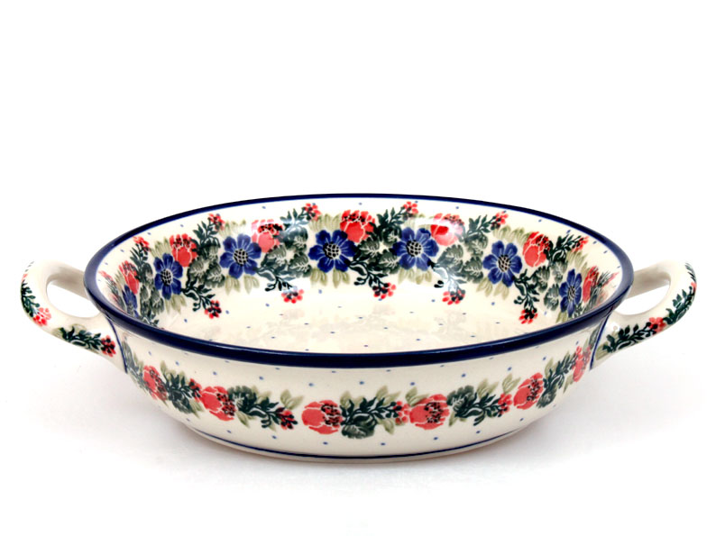 Auflaufform rund mit Henkel 25 cm   Blumenkranz