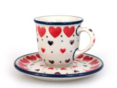 Mocca Cup with Saucer 0,06 l (2 oz)   Red Hearts