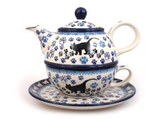 Teekanne & Tasse mit Untertasse 0,6+0,25 l   Schwarze Katze