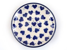 Tellerchen 10 cm   Blaue Herzchen