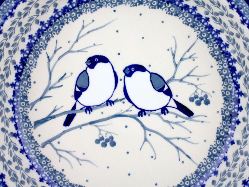 zapékací miska kulatá s uchy 21 cm   Sýkorky  UNIKÁT