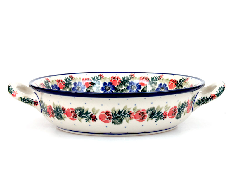 Auflaufform rund mit Henkel 25 cm   Blumenkranz