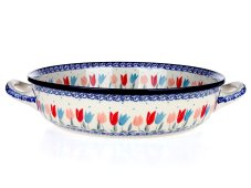 zapékací miska kulatá s uchy 27 cm   Růžové tulipány