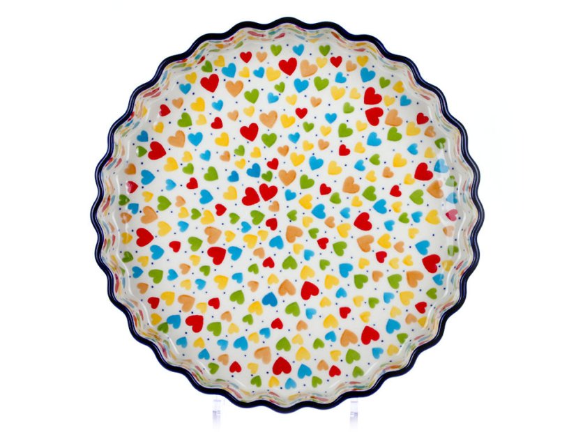 Pie Baking Dish 29 cm (11")   Colorful Hearts UNIKAT