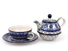 One-cup Teapot 0,6 l+0,25 l Blue Leaves