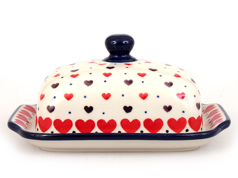 Butter Dish   Red Hearts