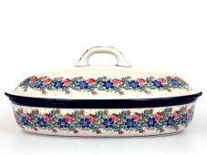 Backform mit Deckel Oval 36 cm   Blumenkranz