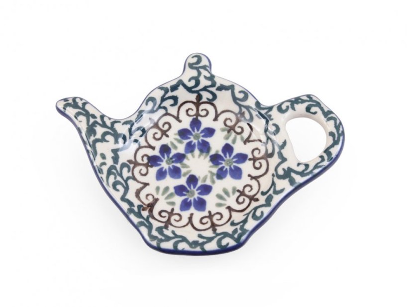 "Jug" Teabag Plate   Flax Flower