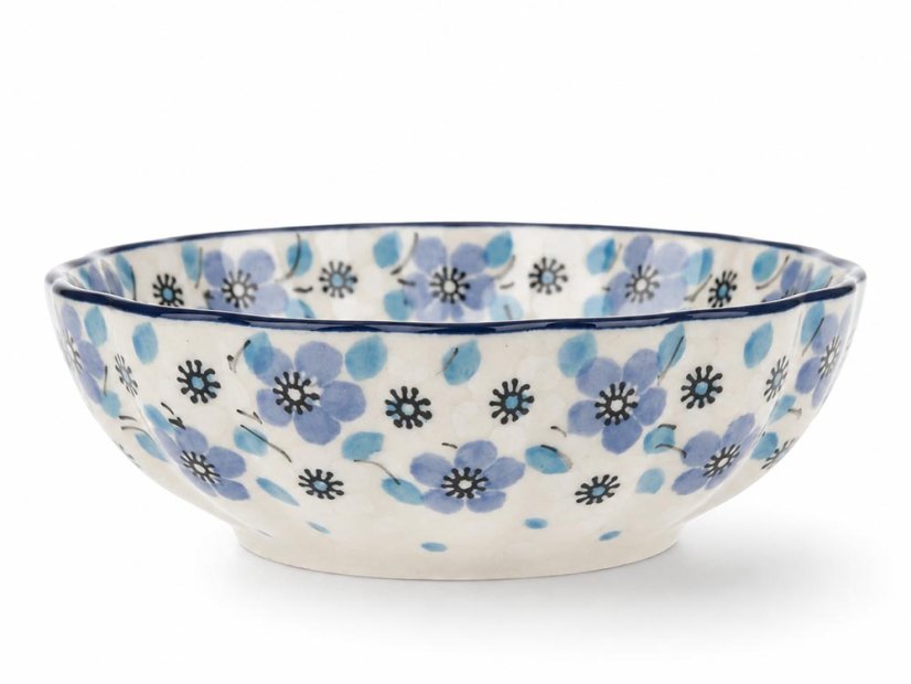 Corrugated Bowl 12 cm (5")   Blue and white