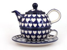 Teekanne & Tasse mit Untertasse 0,6+0,25 l   Herzen