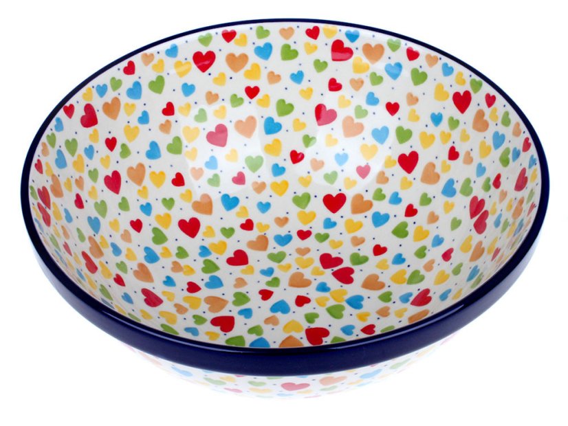 mísa KLASIK velká 27,5 cm   Barevná srdce  UNIKÁT