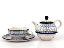 Teekanne & Tasse mit Untertasse 0,6+0,25 l    Türkis