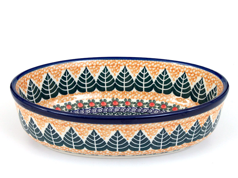 Auflaufform Oval 21 cm   Grüne Blätter